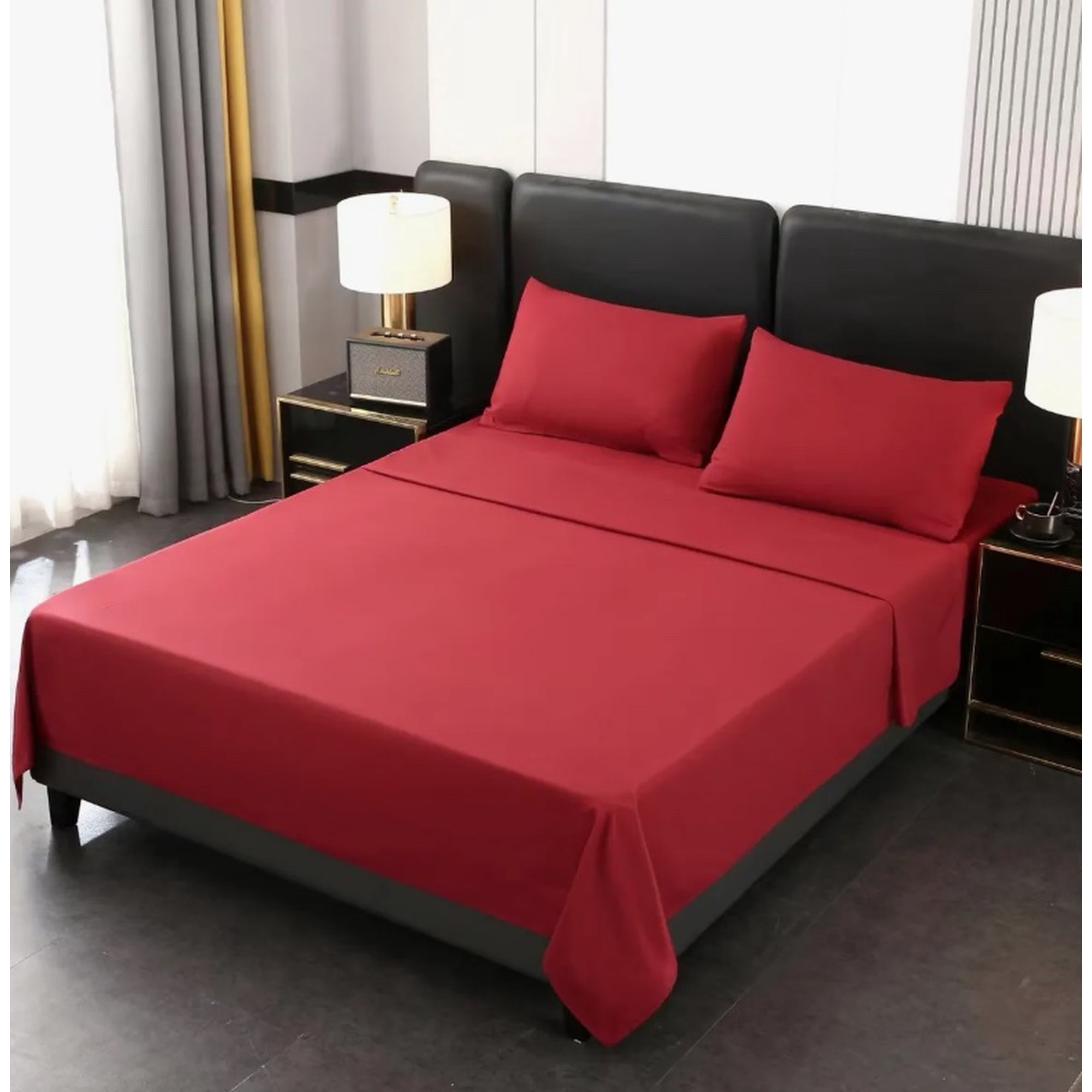 Riqui - Juego De Sabanas 2 Plazas Algodon 200 Hilos Rojo