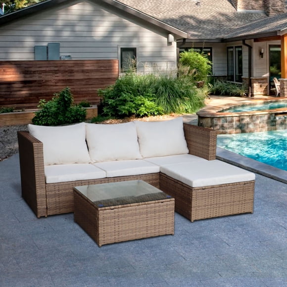 Juego de Terraza Living Seccional 3 Personas 172x70x63 Cm