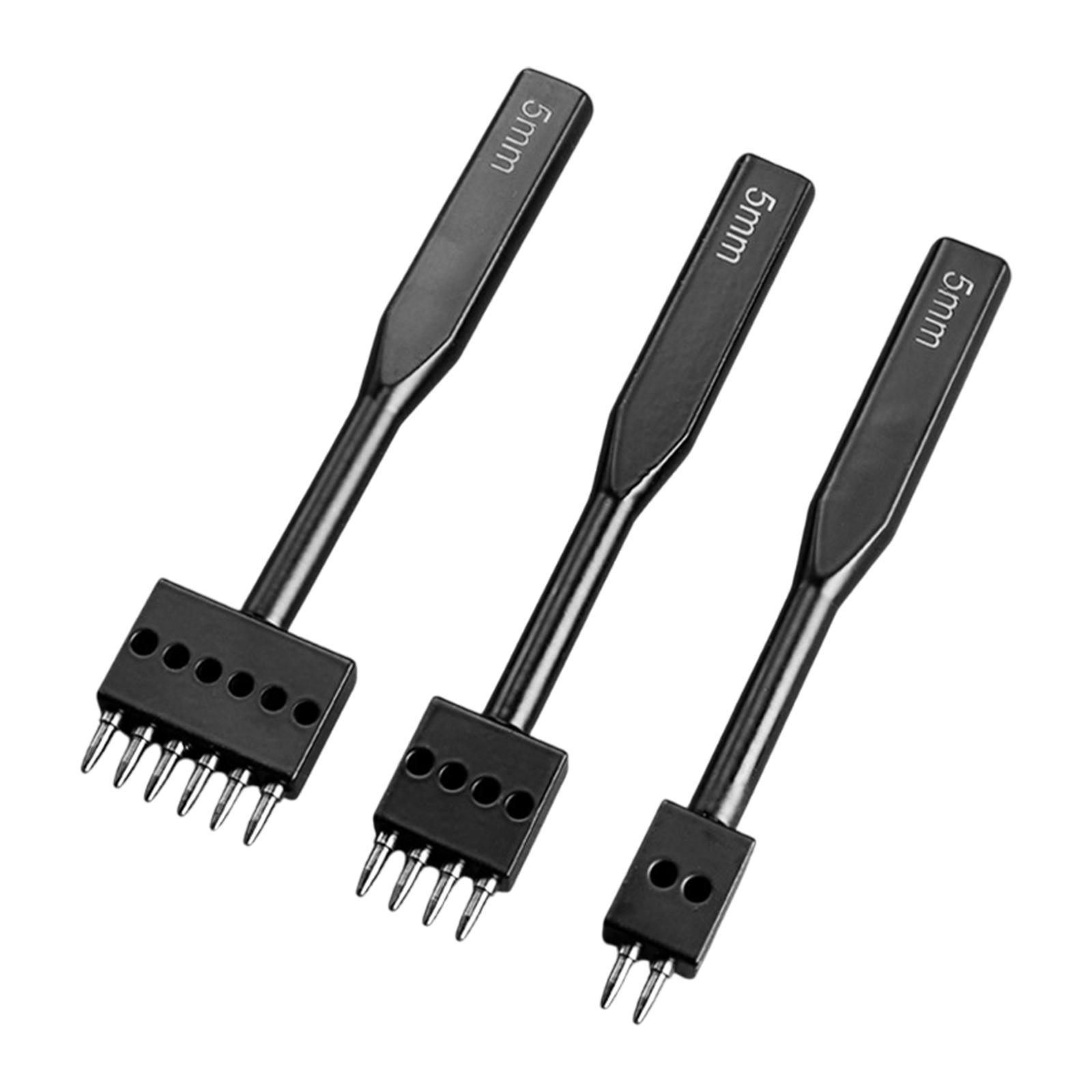 Magideal - Juego De Punzones Para Costura De Cordones, Cincel De Costura Con Orificio Redondo, Fácil De Usar, Accesorios De Perforación De Agarre Cómodo Para Uso 5Mm