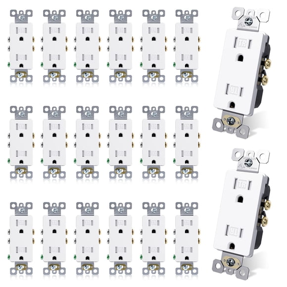 Enchufe eléctrico de pared ELEGRP, 15 A, 125 V, resistente a manipulaciones, paquete de 20