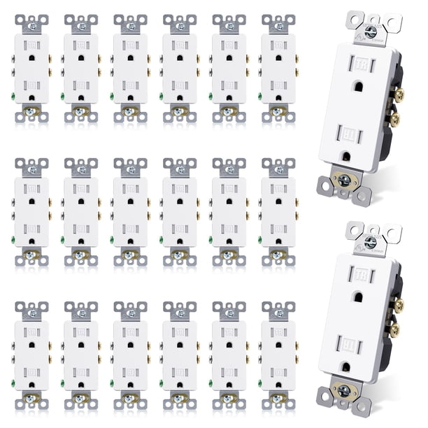 Enchufe eléctrico de pared ELEGRP, 15 A, 125 V, resistente a manipulaciones, paquete de 20
