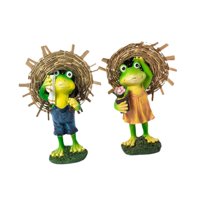 Magideal - 2 Estatuas De Resina Para Jardín Con Forma De Pareja De Ranas, Figuras Decorativas Para Interiores, Esculturas De Animales Para Amantes De La Jardiner