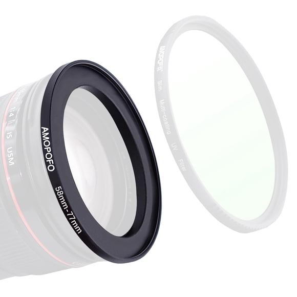 Adaptador de anillo de filtro de cámara de 58 mm a 77 mm para AMOPOFO