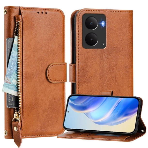 FOXDOCK Funda Tipo Cartera para Umidigi G100 Cuero PU con Cremallera y Correa de Muñeca, Ranuras para Tarjetas, Soporte Plegable, Cierre Magnético