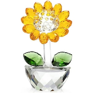 Veat00L - Estatuas De Girasol De Vidrio, Colecciones, Pequeños Adornos De Girasol, Ramos De Vidrio, Decoración De Mesa, Centro De Escritorio Familiar
