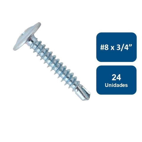 Rukafe Basics - Tornillo Cabeza Lenteja Punta Broca #8 X 3/4"" 24Un.