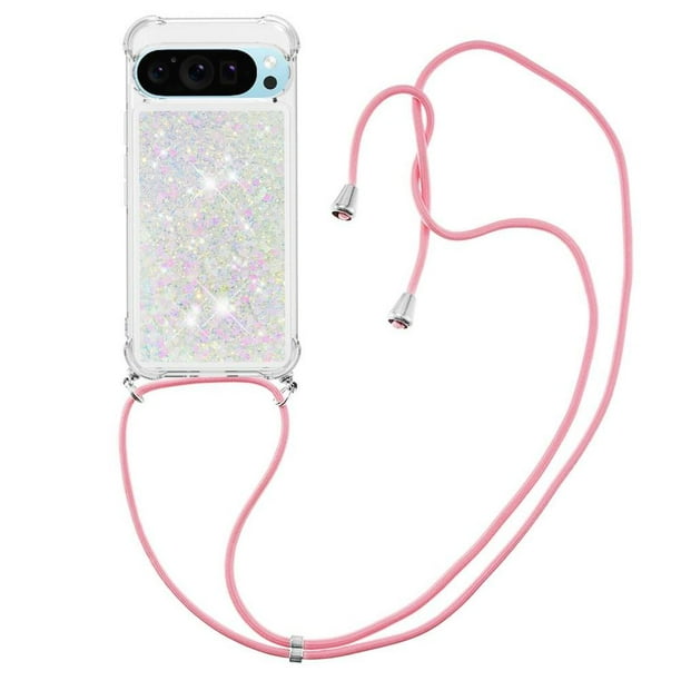 Funda FOXDOCK para Google Pixel 9 Pro XL con Cuerda Ajustable, Brillo Líquido, Protección Antigolpes y Lente – Ideal para Regalo
