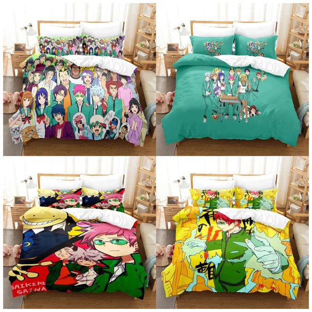 Disastrous Life of Saiki K Bedding Set Duvet Cover Bed Set Quilt Cover Pillowcase Comforter Size Boys Adult Bed Sheets