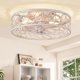 thumbnail image 1 of LEDIARY Caged Ceiling Fan with Lights, White Flush Mount, Large, 1 of 3