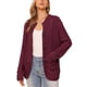 thumbnail image 4 of INSPIRE CHIC Cárdigan Suéteres para Mujeres Abierto al Frente con Botones Manga Larga Otoño Casual Tejido de Punto con Bolsillos S Rojo Oscuro, 4 of 6