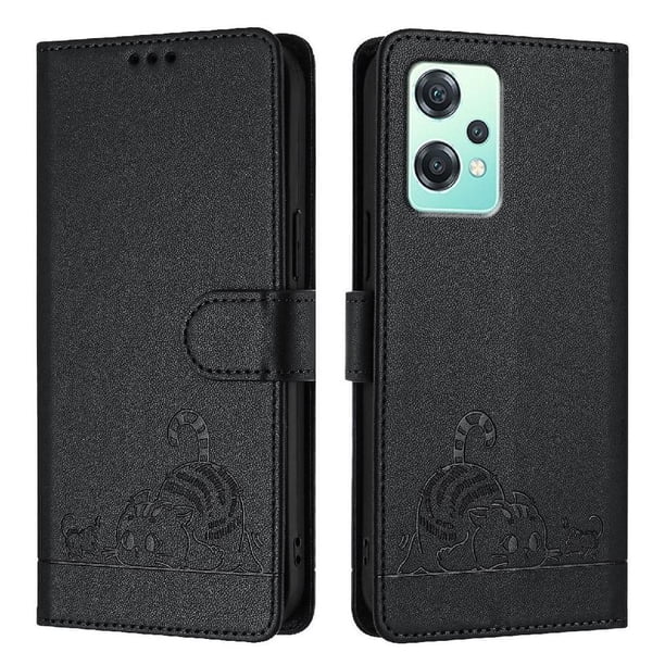 Funda tipo cartera FOXDOCK para Oneplus Nord 2 Lite con soporte, ranuras, RFID, diseño de gato