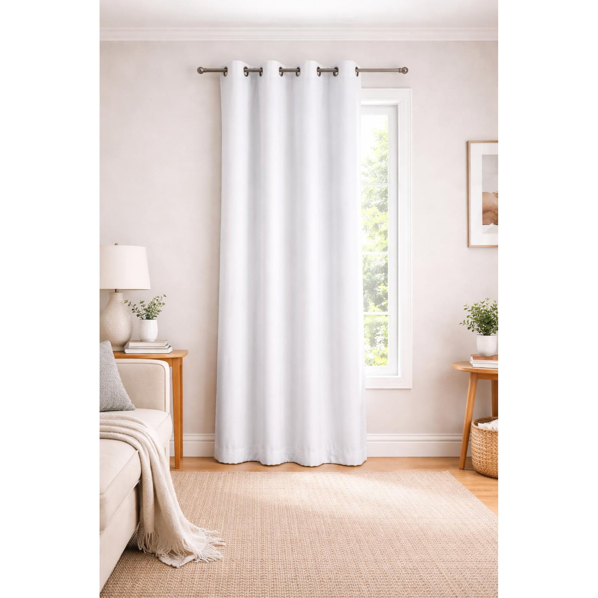 Clems - Cortina 100% Blackout De Tela Engomada 1 Paño Blanco