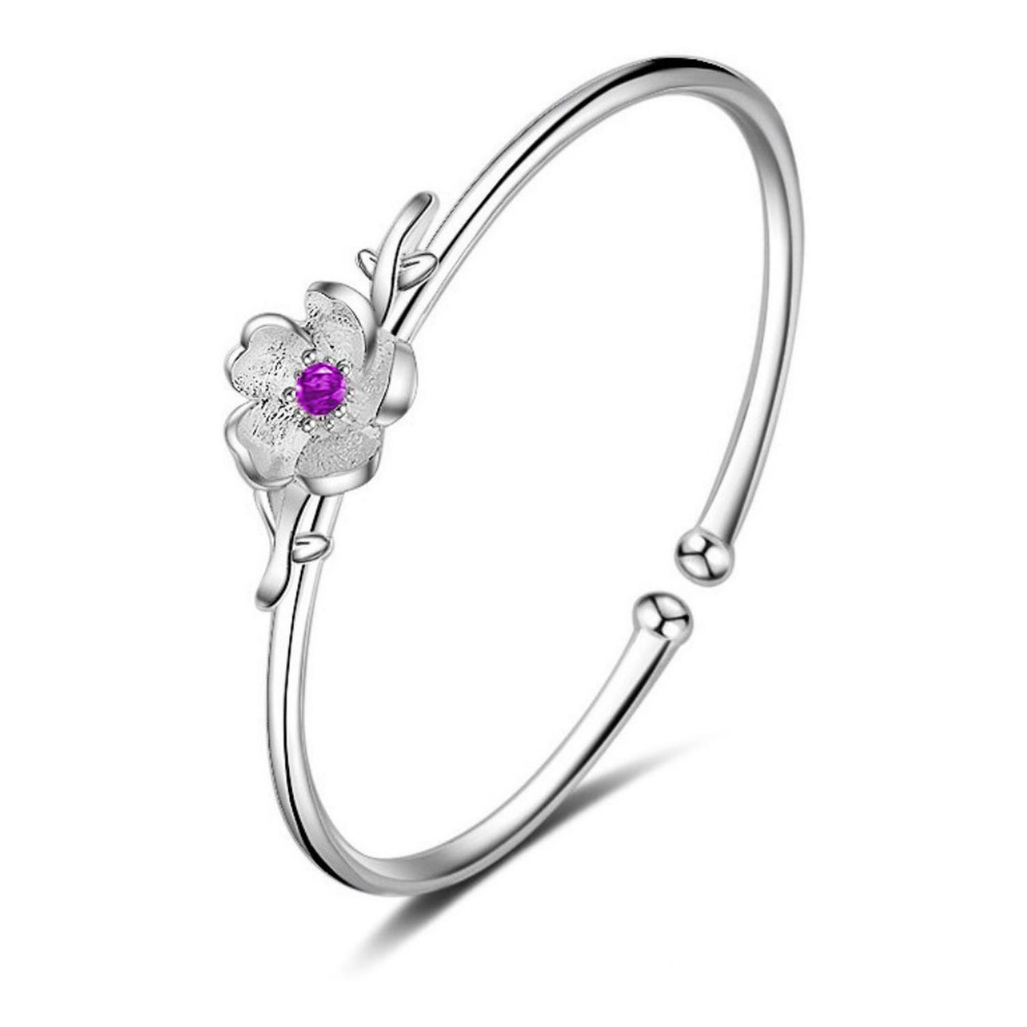 Luminara - Pulsera Plata 925 Flor De Ciruelo Cerezo Mujer Regalo Joyas Plateado Talla Única