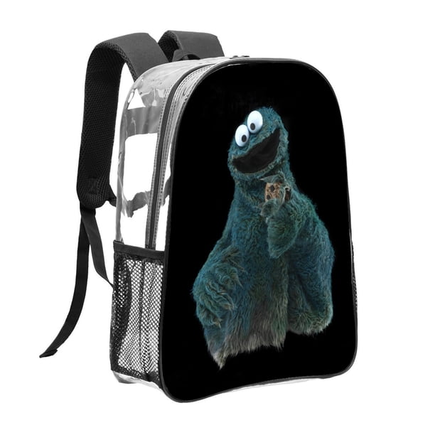 Monstruo de las Galletas Mochila transparente temática, resistente y duradera, bolsa see-through para trabajo, deporte, universidad y viaje, 31 × 43 cm