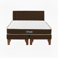 Vitelio - Cama 2 Plazas Modular Europea Cafe + Colchón Ortopédic