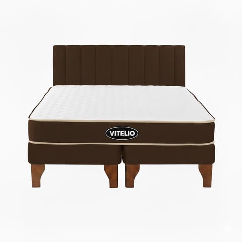 Vitelio - Cama 2 Plazas Modular Europea Cafe + Colchón Ortopédic