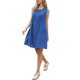 thumbnail image 4 of INSPIRE CHIC Vestido Mini sin Mangas para Mujer con Cuello Redondo, Botones, Pliegues y Estilo Casual Mini S Azul, 4 of 6