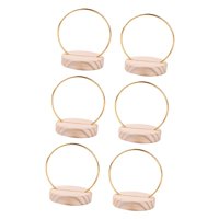 Magideal - 6X Centro De Mesa De Aro Floral De Metal, Corona De Boda Con Soporte De Madera, Decoración De Corona, Decoración De Mesa, Aro De Corona Para Acción De Dia 10 Cm