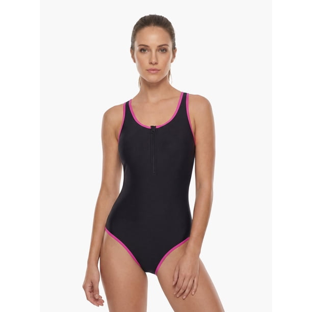 Traje de baño mujer natación con cierre fucsia Talla XL