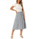 thumbnail image 2 of Falda de Cuadros Vichy para Mujer INSPIRE CHIC Regreso a Clases Verano Casual Cintura con Cordón Falda Midi de Línea A con Volantes Negra XL, 2 of 6
