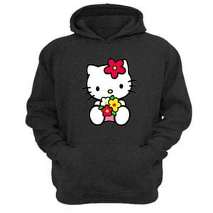 Genérico - Polerón Canguro Gatita Kitty Gris Oscuro Talla Xs Unisex