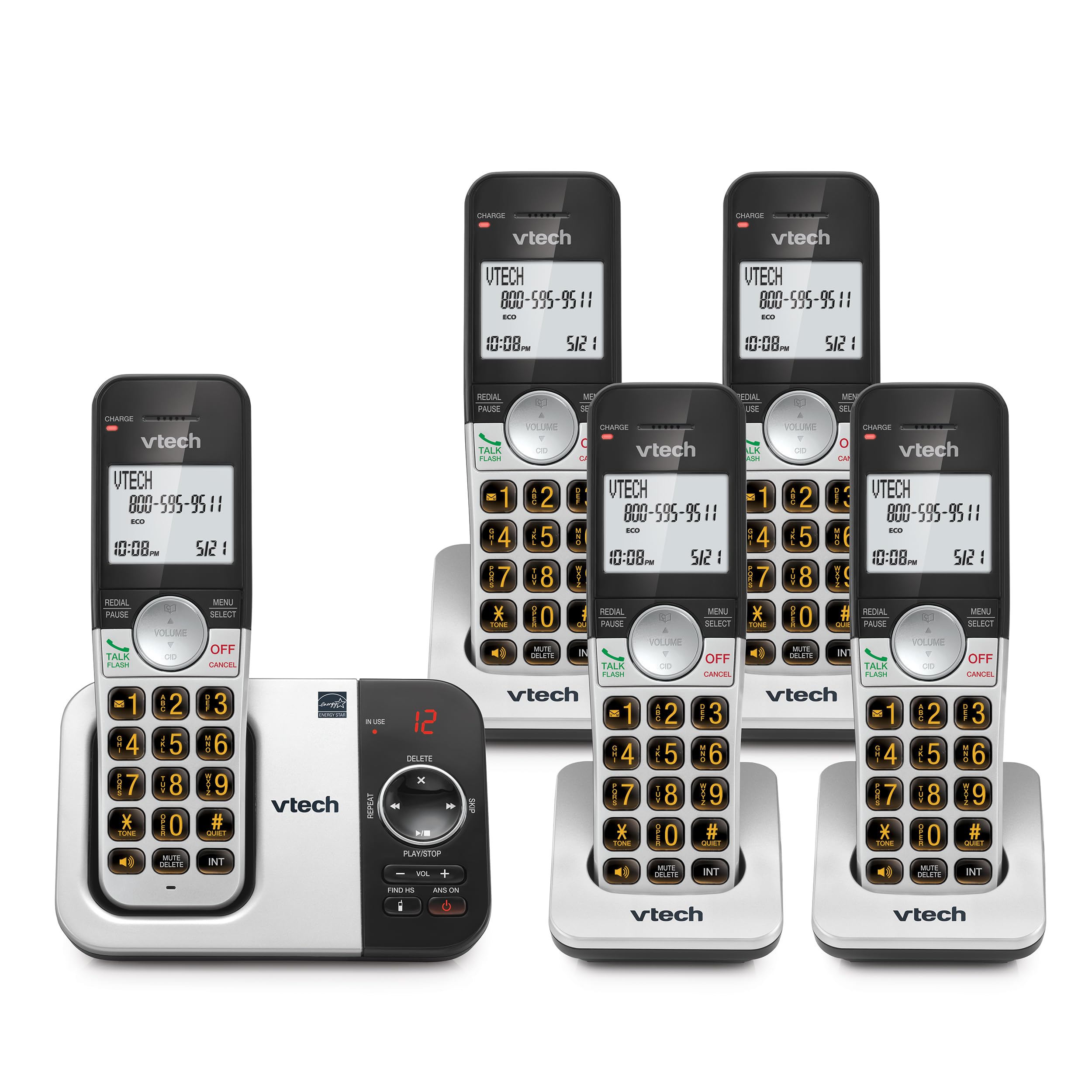 Teléfono Inalámbrico Vtech Vg232-5 Con Contestador Automático De 5 Auriculares