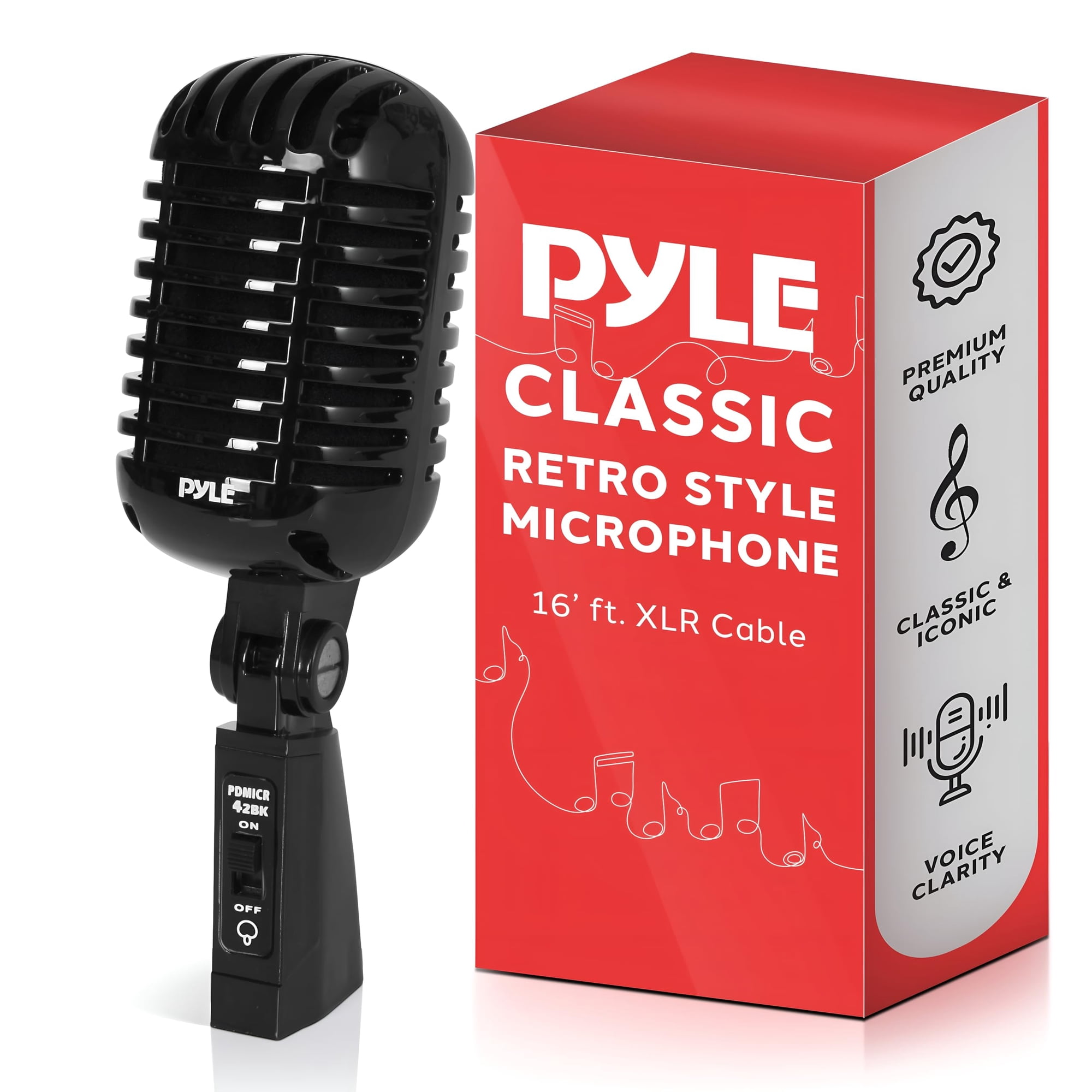 Micrófono Vocal Pyle Classic Retro Dynamic Black