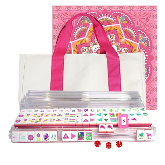 Set de Mahjong MAJONIX de acrílico, 160 fichas, bolsa portátil