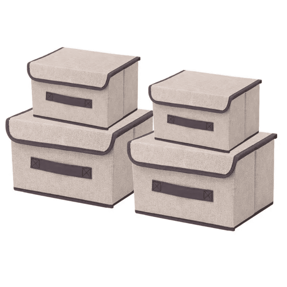 4 Unidades Cajas Organizadoras Belug De Tela Plegables Con Tapas Crema