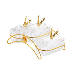 Bothyi - Plato Para Frutos Secos Con Tapa, Organizador, Bandeja Para Almacenar Alimentos, Para Frutos Secos, Bocadillos, Galletas, Transparente