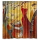 thumbnail image 1 of Cortina de ducha de guitarra antigua con ganchos, tamaño 60 x 72 pulgadas, 1 of 3