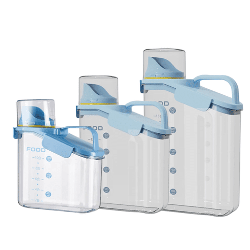 Estilodomus - Set 3 Contenedores Herméticos Con Dosificador Frasco Plastico -azul