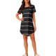 thumbnail image 1 of INSPIRE CHIC Camisón a Rayas para Mujer, Manga Corta Suave con Cuello Redondo y Dobladillo Curvo, Ropa de Dormir Ligera XS Negro, 1 of 6