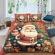 thumbnail image 1 of Juego de ropa de cama de Papá Noel, funda nórdica de microfibra, funda de edredón con estampado 3D y juego de 3 fundas de almohada para niños y adultos con cremallera., 1 of 3