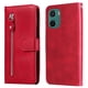 thumbnail image 2 of Funda con Cremallera para Motorola Moto E15, Carcasa Cartera de Cuero PU con Soporte y Tarjetero, 2 of 5