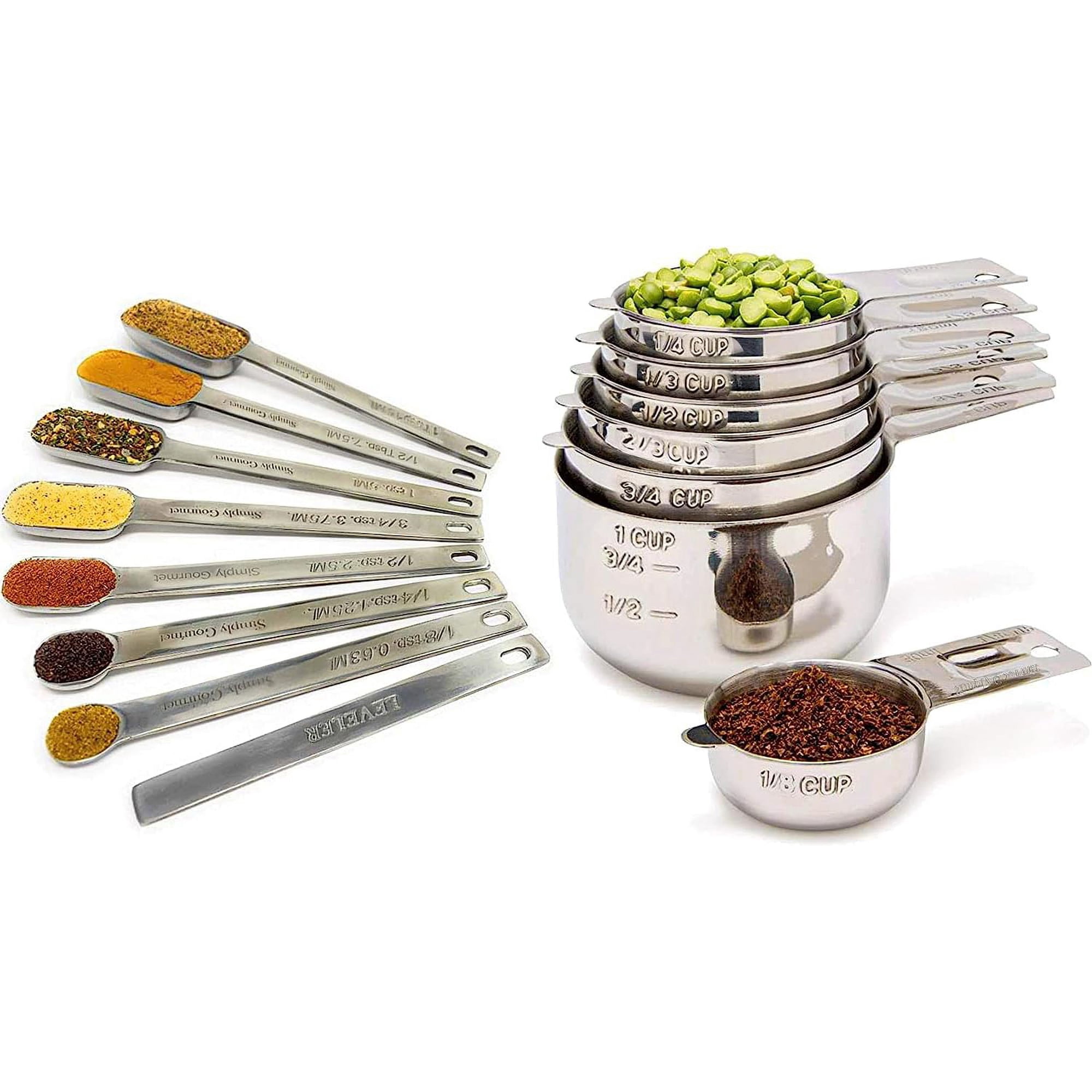 Set De Tazas Y Cucharas Medidoras Simply Gourmet De Acero Inoxidable