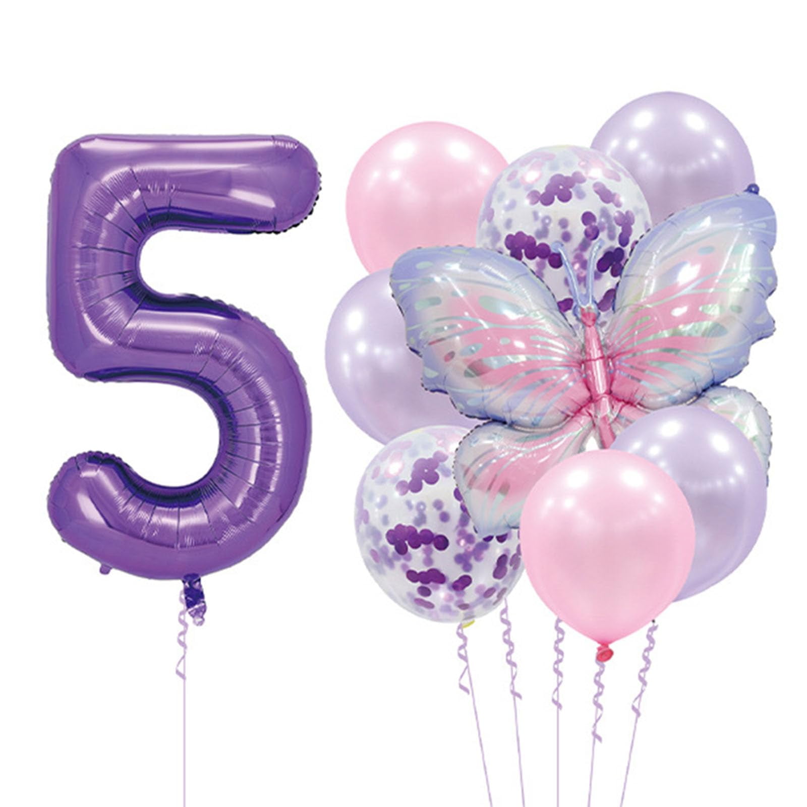 Antwhale - Set De Globos Con Números Morados En Forma De Mariposa Con Forma De Ballena