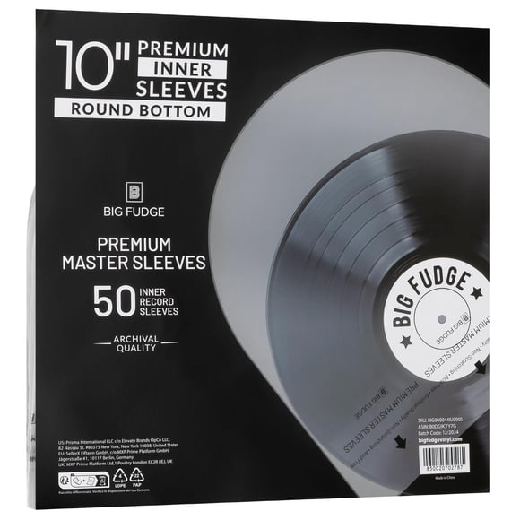 Fundas para vinilos Big Fudge de 10" con fondo redondo, 50 unidades