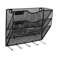 Magideal - Soporte De Pared Para Archivos, Documentos, Revistas, Cartas, Ahorro De Espacio, Instalación Fácil Para El Titular De Presentación Multipropósito En L Negro