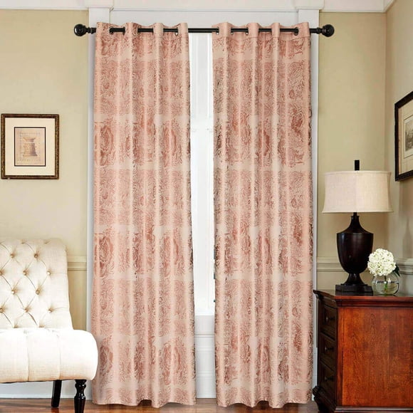 Paneles para cortinas Dolce Mela DMC717, lino de lujo, rosa, 148 x 250 cm