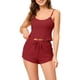 thumbnail image 1 of INSPIRE CHIC Conjunto de Pijama de Punto para Mujer Regreso a Clases Camiseta de Tirantes Finos y Pantalones Cortos con Decoración de Lazo para Primavera Verano XS Rojo, 1 of 6