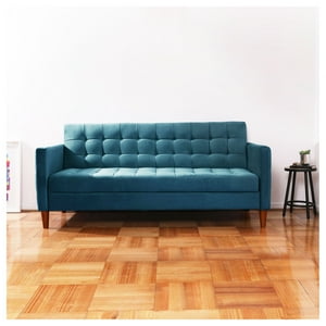 Latam Home - Futón Sofá Cama Genova Tela Velvet Azul Petroleo