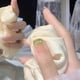 thumbnail image 2 of Glossy Green Tip and White Flower Design Press On Nails for Women and Girls - Short Coffin False Nails with Ballerina Design, 2 of 2