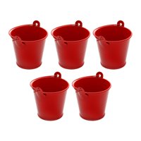 Magideal - 5 Piezas Cubo Metálico Mini Cubeta Con Asa Recipiente Galvanizado Decorativo Organizador De Latas De Estaño Portátil Y Resistente Adecuado Para Fiest Rojo