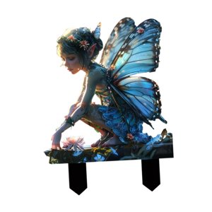 Bothyi - Estaca De Jardín De Hadas 2D Estaca De Maceta De Flores Creativas Para Macizos De Flores Patio De Jardín