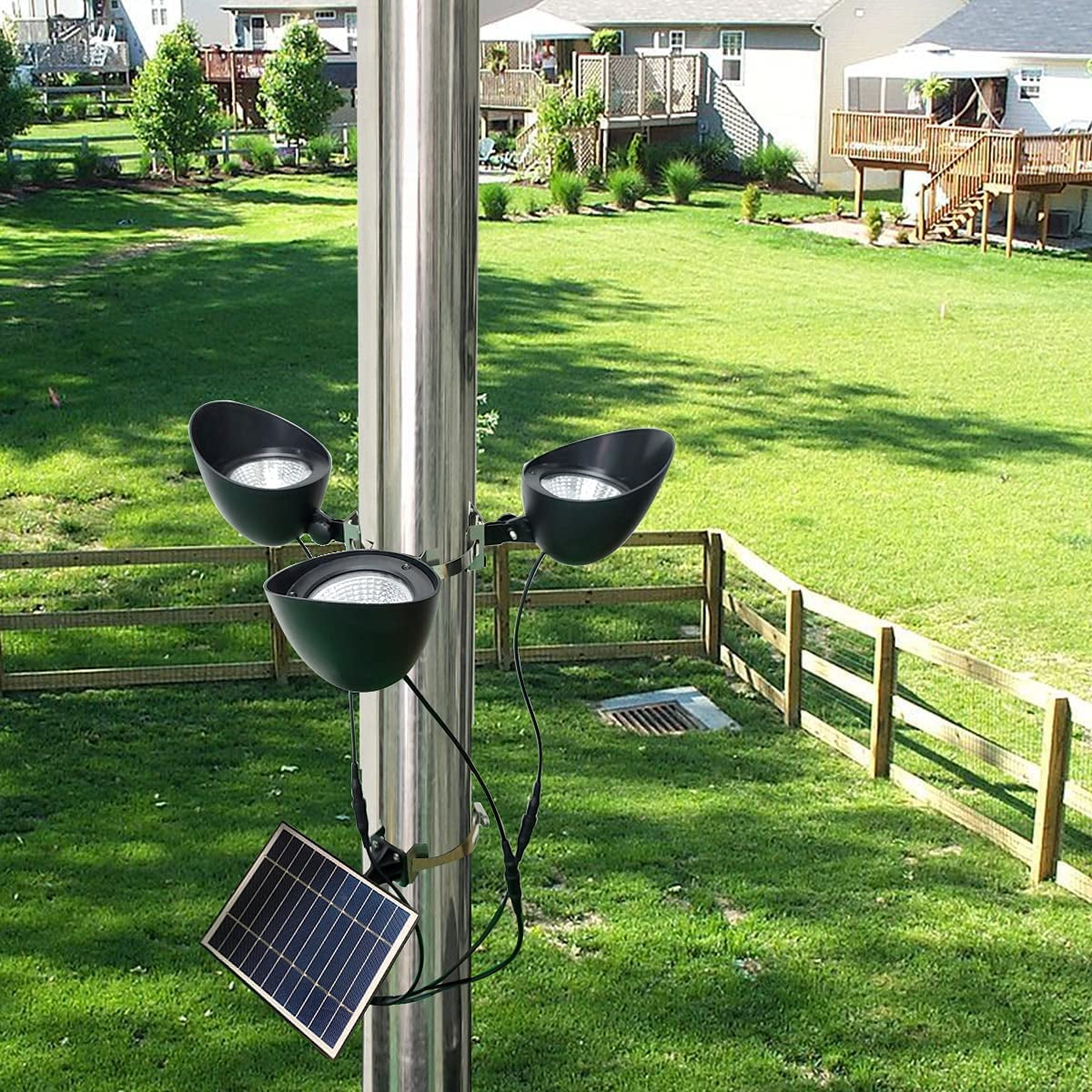 Lámpara Solar Para Postes De Bandera Enrybia, 3 Superfocos Led Ip65