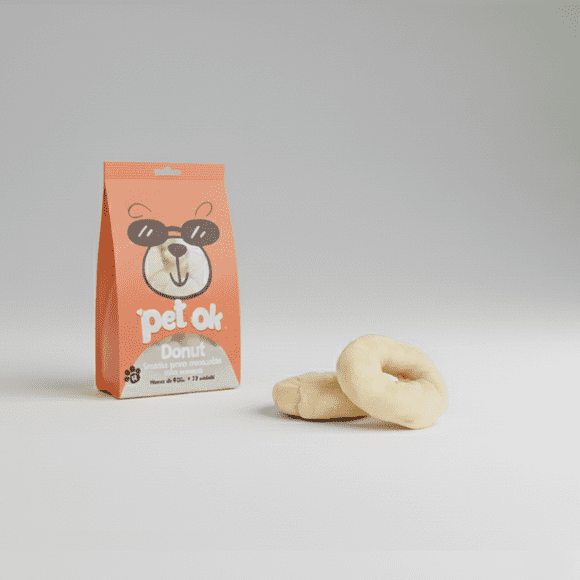 Snack Golosina Premio Huesito Blanco tipo Donut para Perro Mediano (M) - Pet OK x 1 Unidad