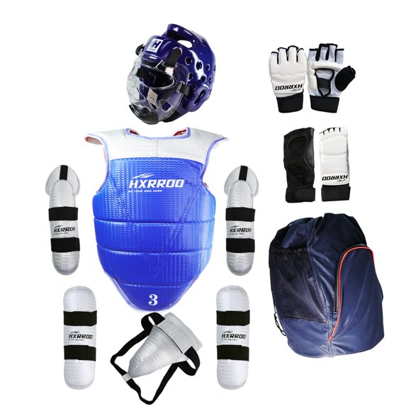 Conjunto de Equipo de Sparring HXRROO 13 piezas Azul para Taekwondo y Karate