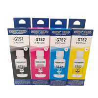 Pacific Color - Pack Tinta Alternativa Para Hp Gt52 51 315 415 5820 5810 533 Negro Cyan Magenta Yello