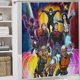 thumbnail image 5 of Justicia Joven-theme 4-Piece Shower Curtain Set with Rugs, Waterproof Bathroom Decor Set Includes Bath Mat, U-Shaped Rug, Toilet Lid Cover and Curtain with Hooks, 5 of 6